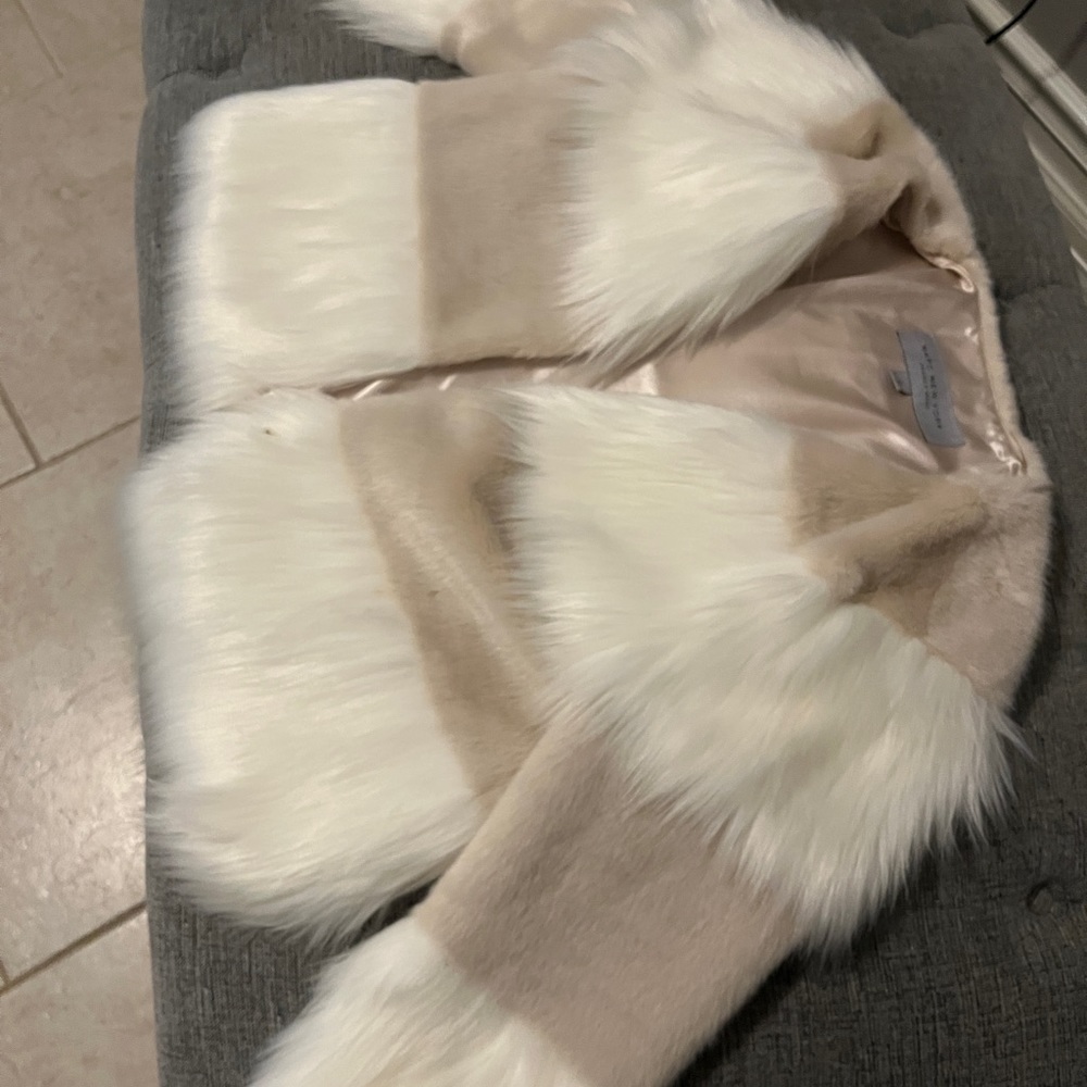 Beige and white faux coat